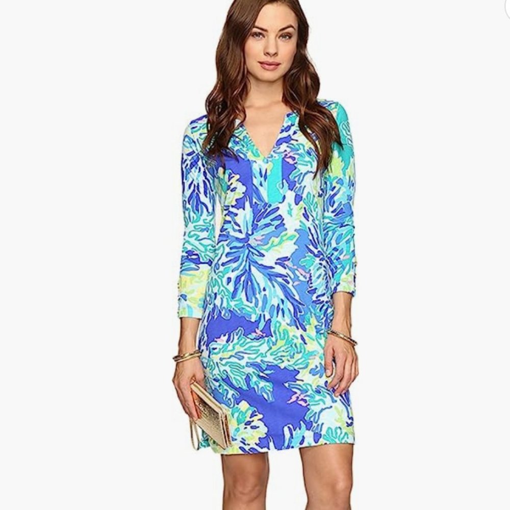 5) Lilly Pulitzer Riva Wade & Sea Beach Pima Cotton Jersey Stretch Knit Dress XS
